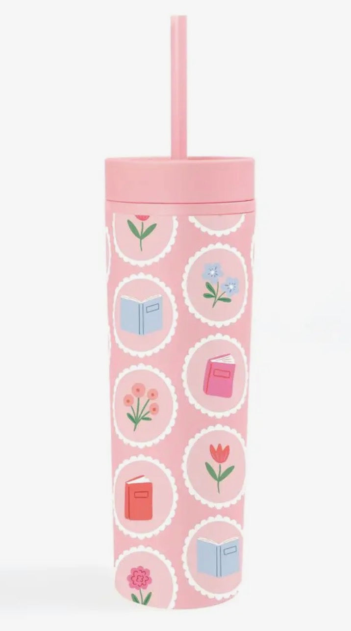 Book Lover Floral Tumbler