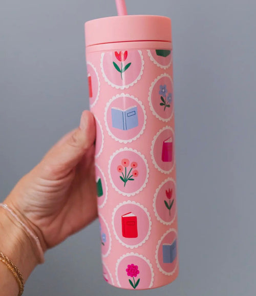 Book Lover Floral Tumbler