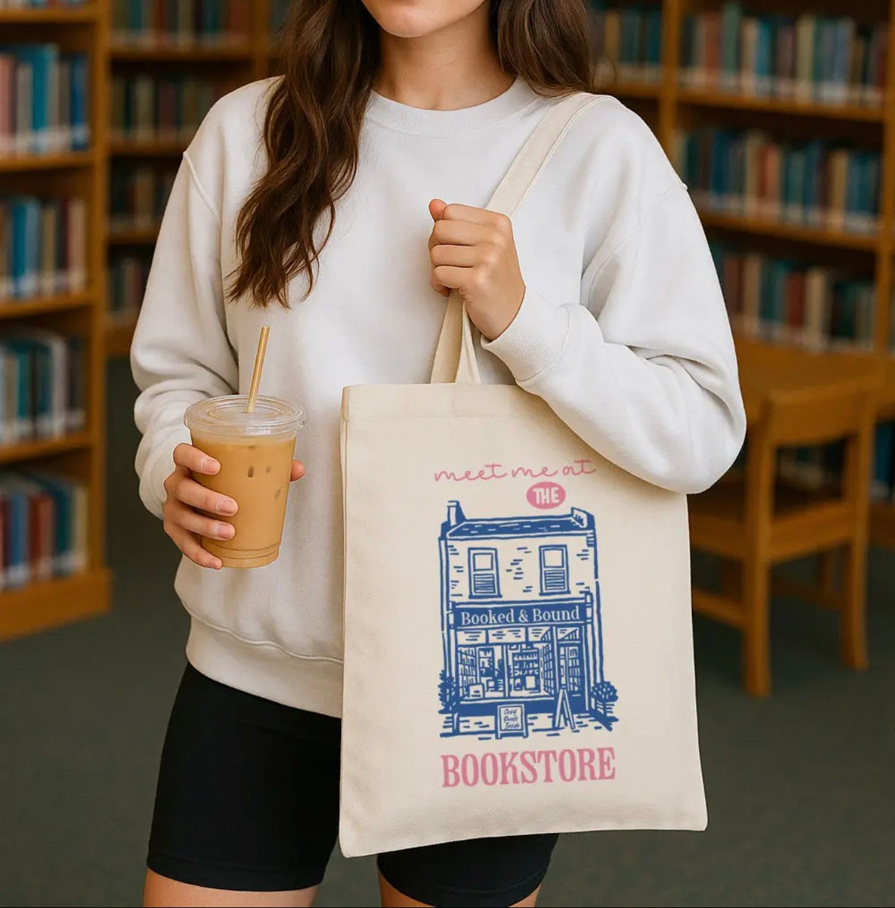 Meet Me at the Bookstore Canvas Tote