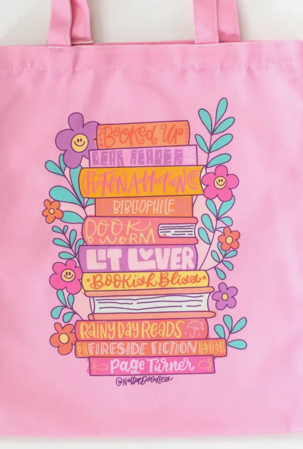 Rad Readers Bookish Literary Book Pink Bookworm Tote Bag