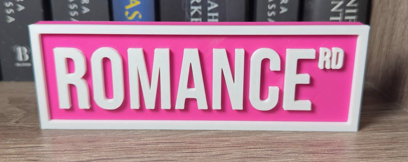 Romance Rd Bookshelf Sign