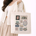 Pretty Book Lover Bookish Canvas Tote Bag